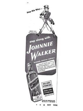 Print Ad Step Along With Johnnie Walker Blended Scotch Whisky Vintage 1940s